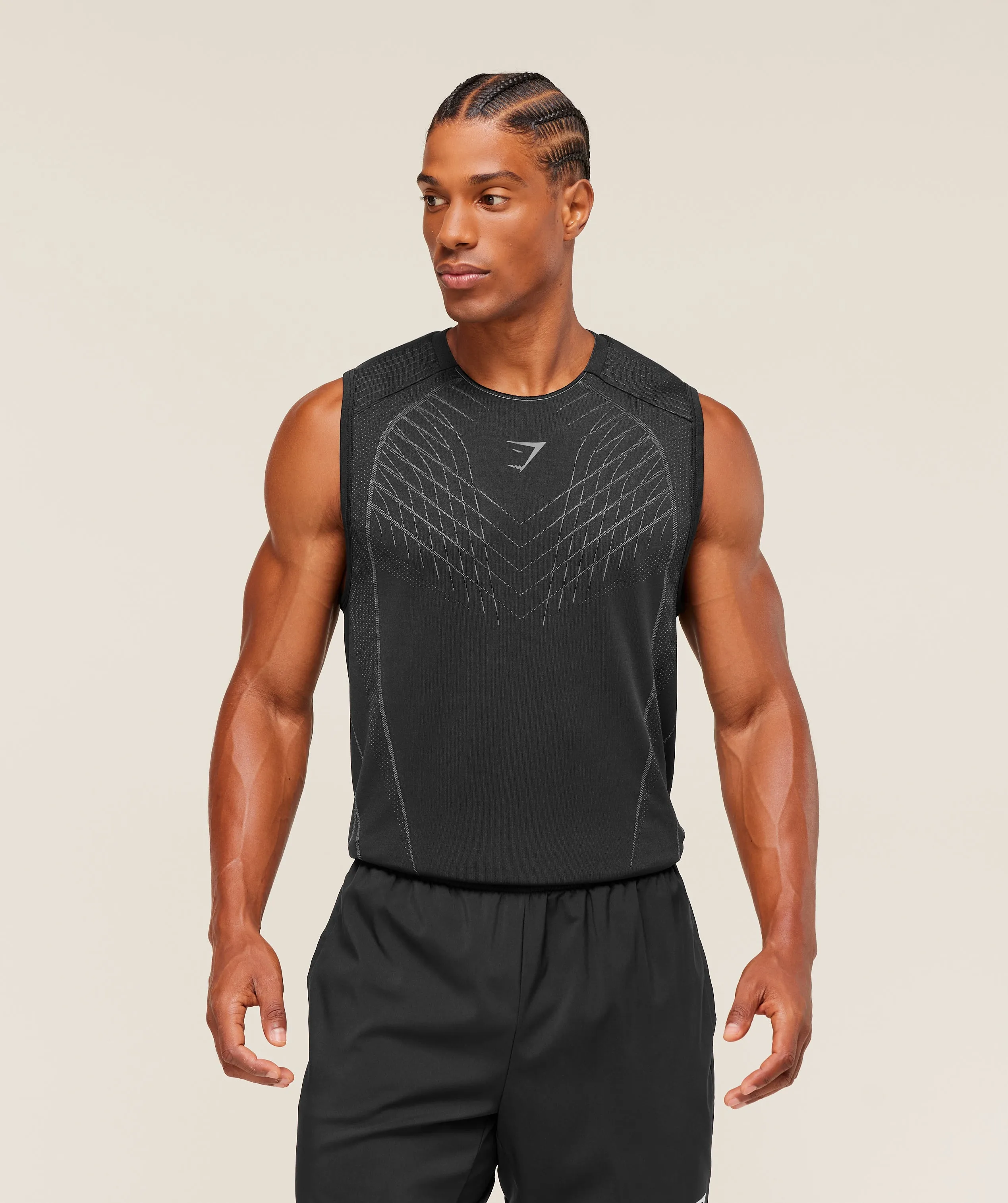 Gymshark Apex Seamless Tank - Black/Dark Grey sold by Gymshark