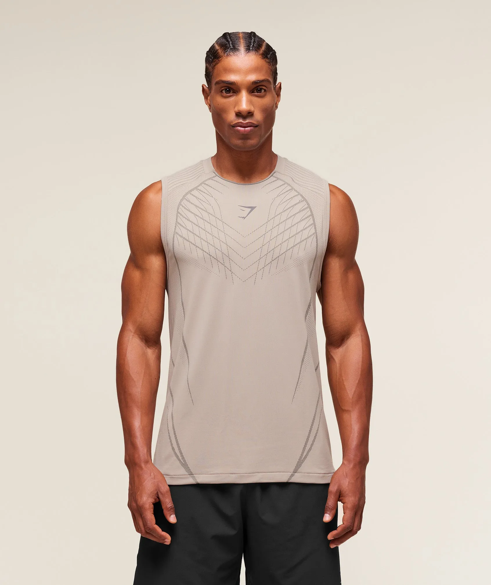 Gymshark Apex Seamless Tank - Mushroom Grey/Pitch Grey sold by Gymshark product image thumbnail 4