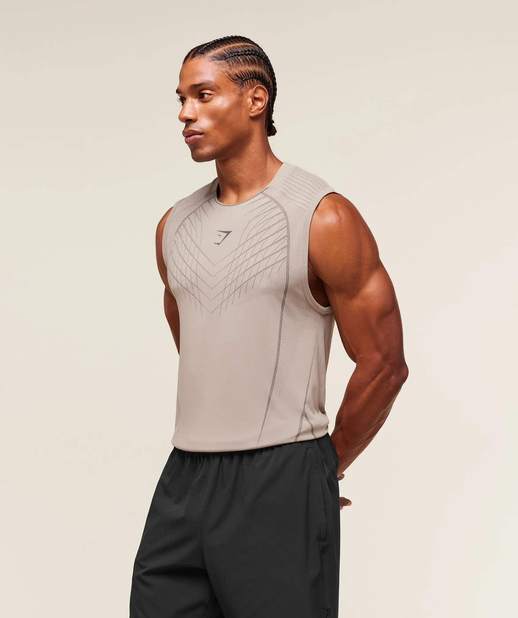 Gymshark Apex Seamless Tank - Mushroom Grey/Pitch Grey sold by Gymshark product image thumbnail 3