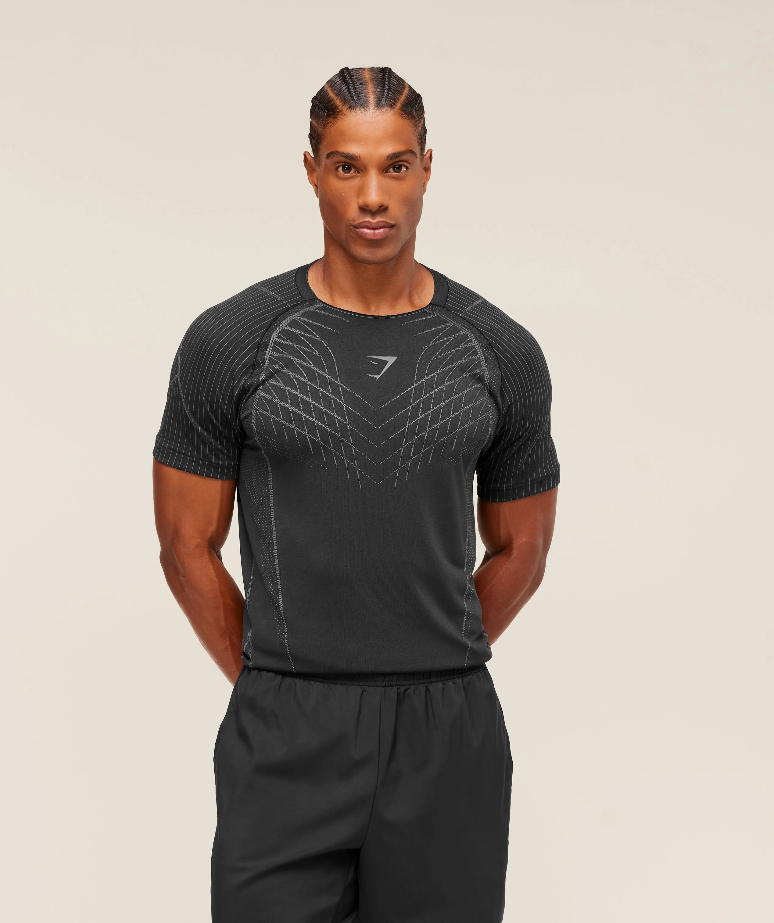 Gymshark Apex Seamless T-Shirt - Black/Dark Grey sold by Gymshark