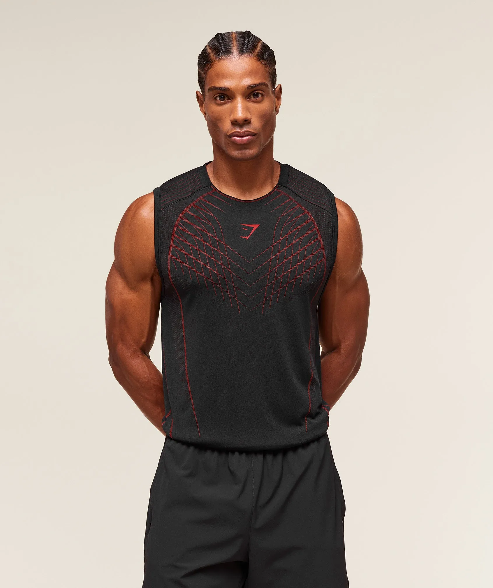 Gymshark Apex Seamless Tank - Black/Carmine Red sold by Gymshark