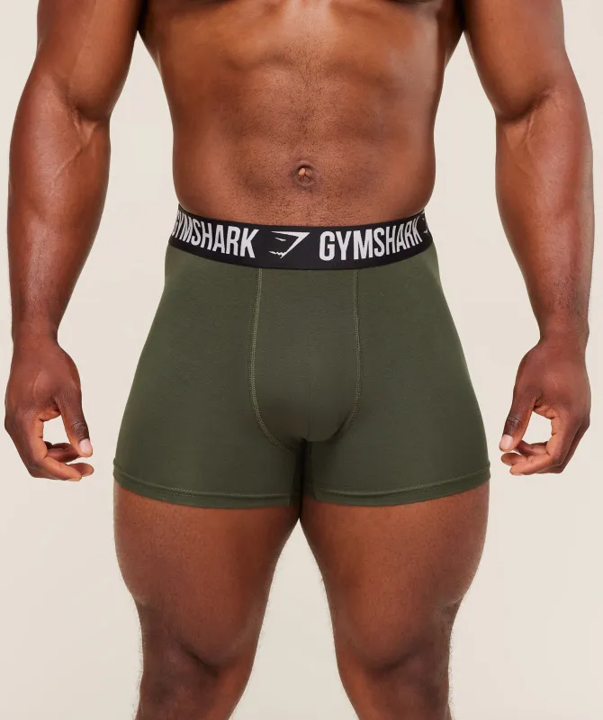 Gymshark Boxer Brief 3PK - Black/Strength Green/Chalk Green sold by Gymshark
