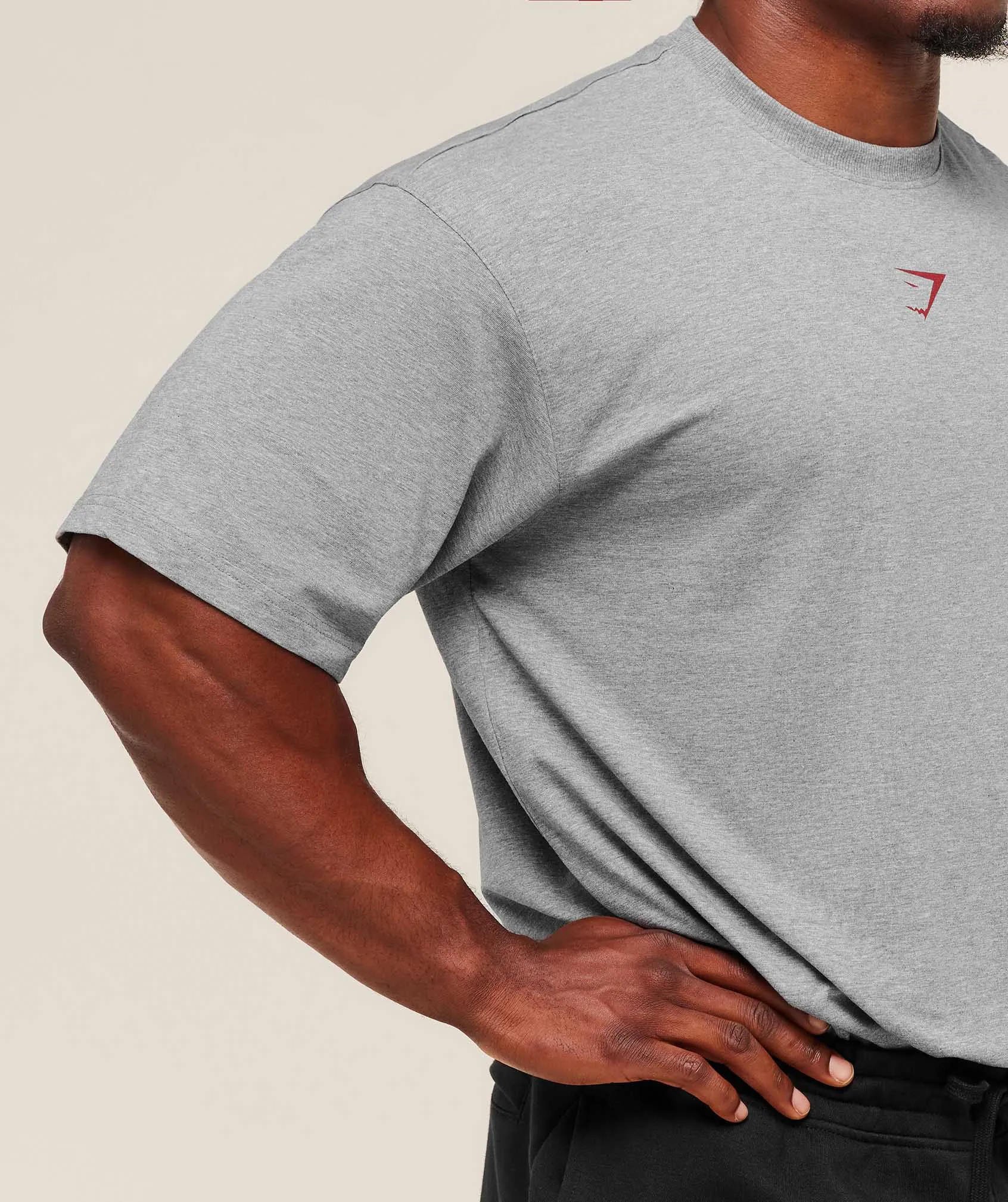 Gymshark Power T-Shirt - Charcoal Core Marl/Sets Red sold by Gymshark product image thumbnail 5