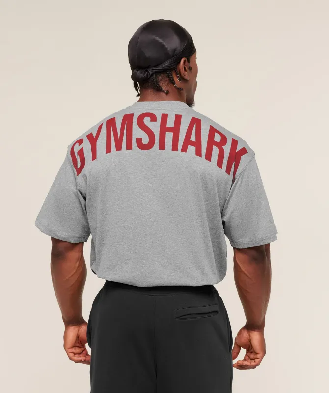 Gymshark Power T-Shirt - Charcoal Core Marl/Sets Red sold by Gymshark