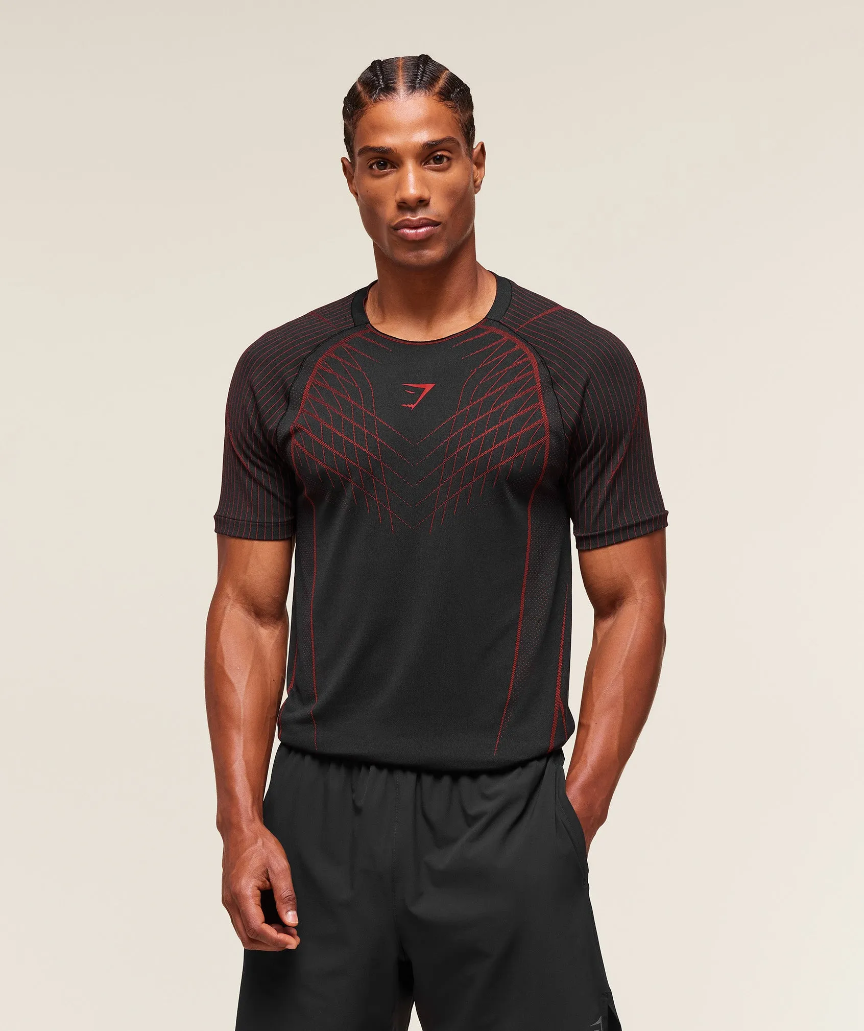Gymshark Apex Seamless T-Shirt - Black/Carmine Red sold by Gymshark