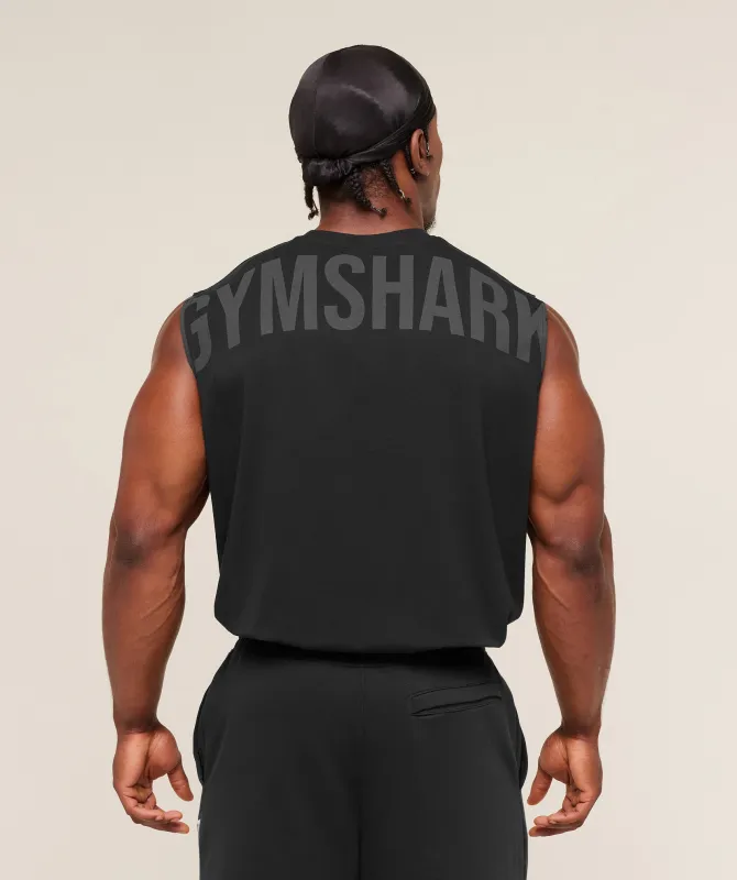 Gymshark Power Cut Off Tank - Black/Asphalt Grey sold by Gymshark
