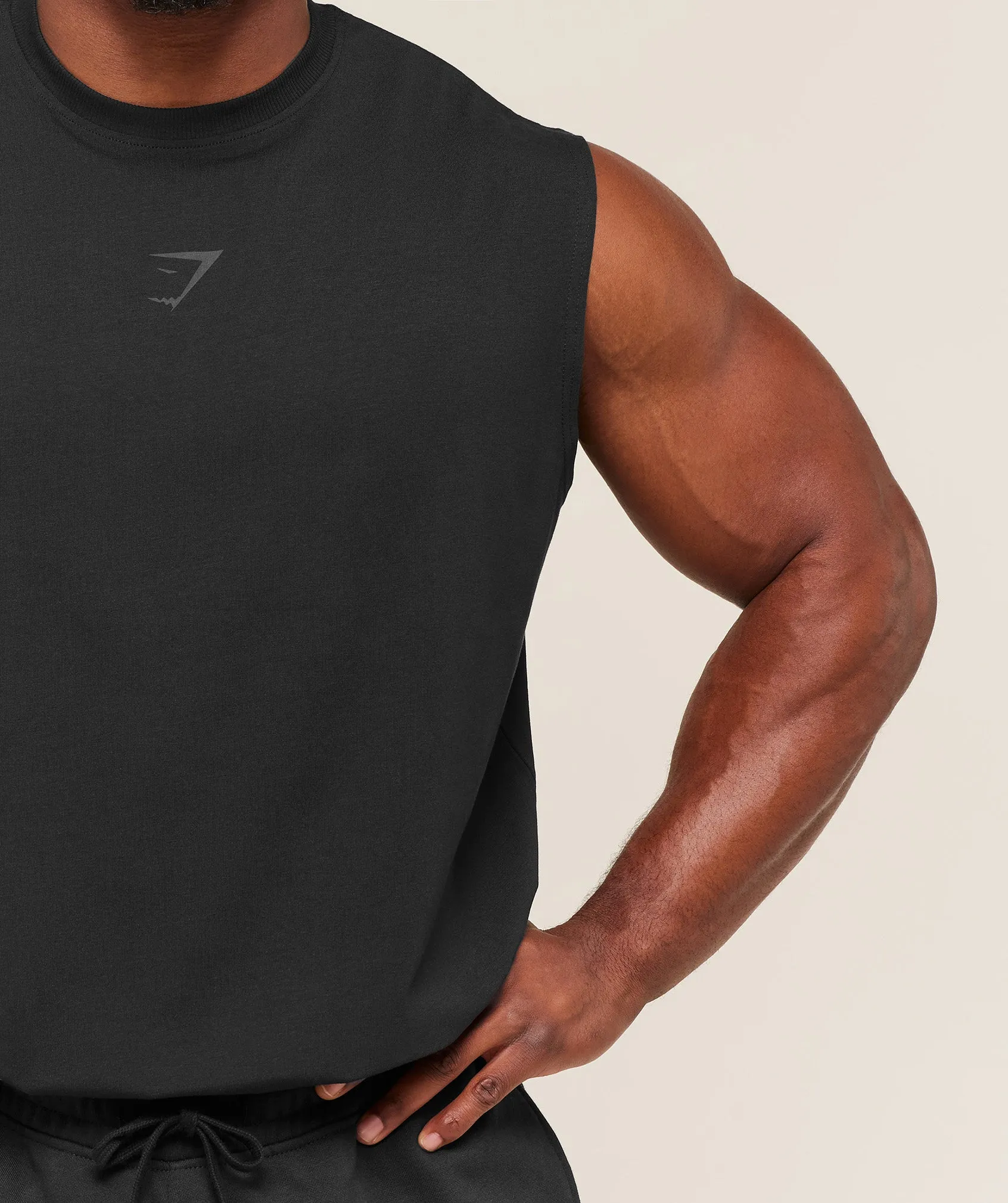 Gymshark Power Cut Off Tank - Black/Asphalt Grey sold by Gymshark product image thumbnail 5