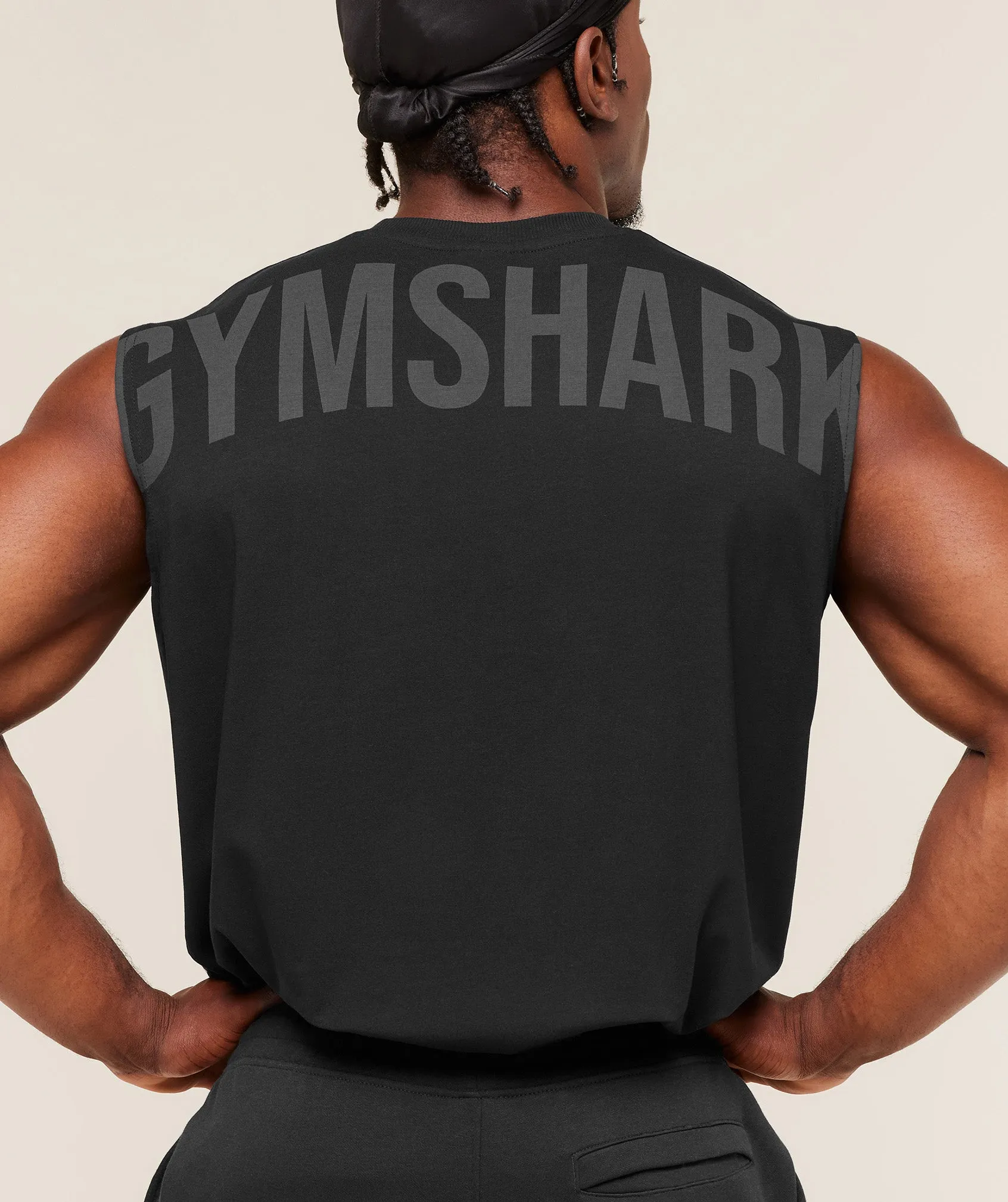 Gymshark Power Cut Off Tank - Black/Asphalt Grey sold by Gymshark product image thumbnail 4