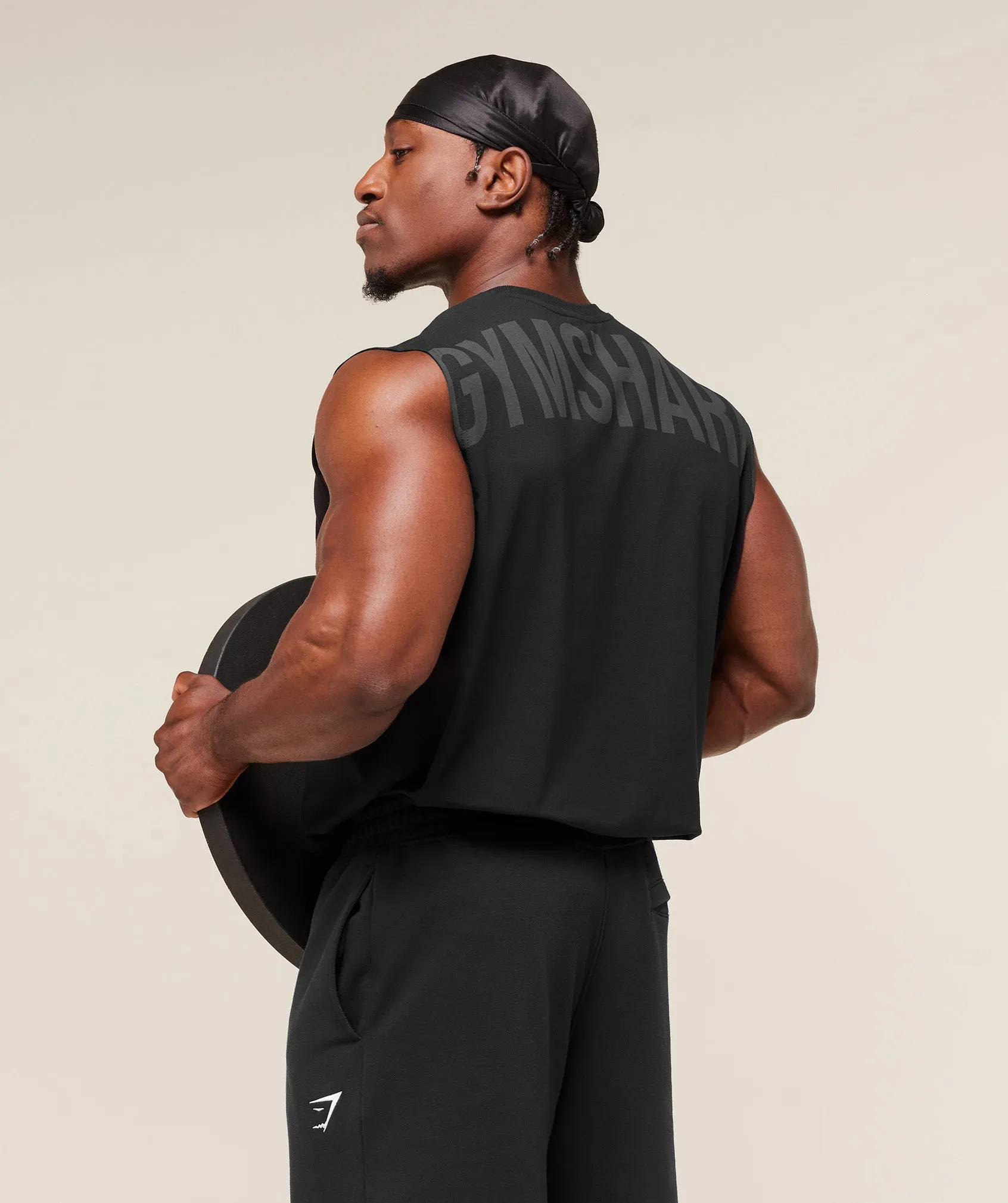 Gymshark Power Cut Off Tank - Black/Asphalt Grey sold by Gymshark product image thumbnail 3