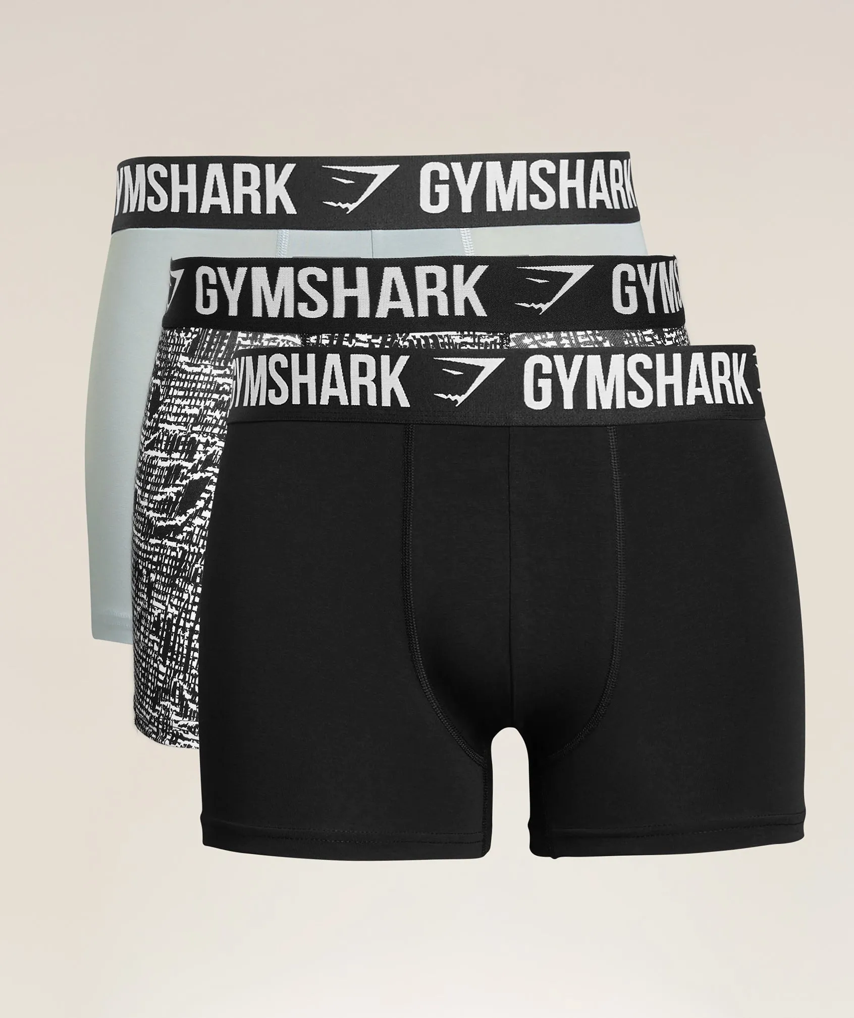 Gymshark Boxer Brief 3PK - Black/Silver Grey/White sold by Gymshark