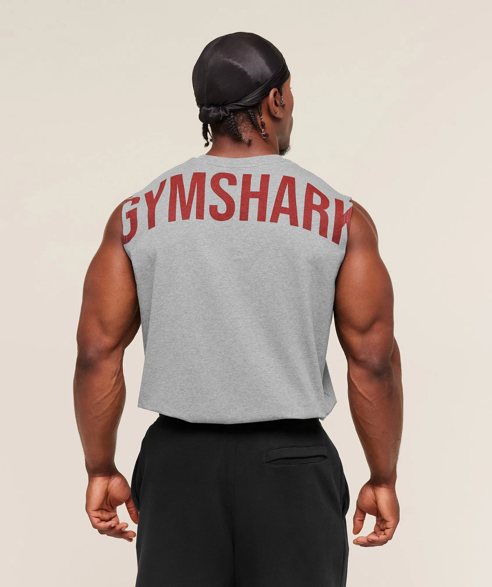 Gymshark Power Cut Off Tank - Charcoal Core Marl sold by Gymshark