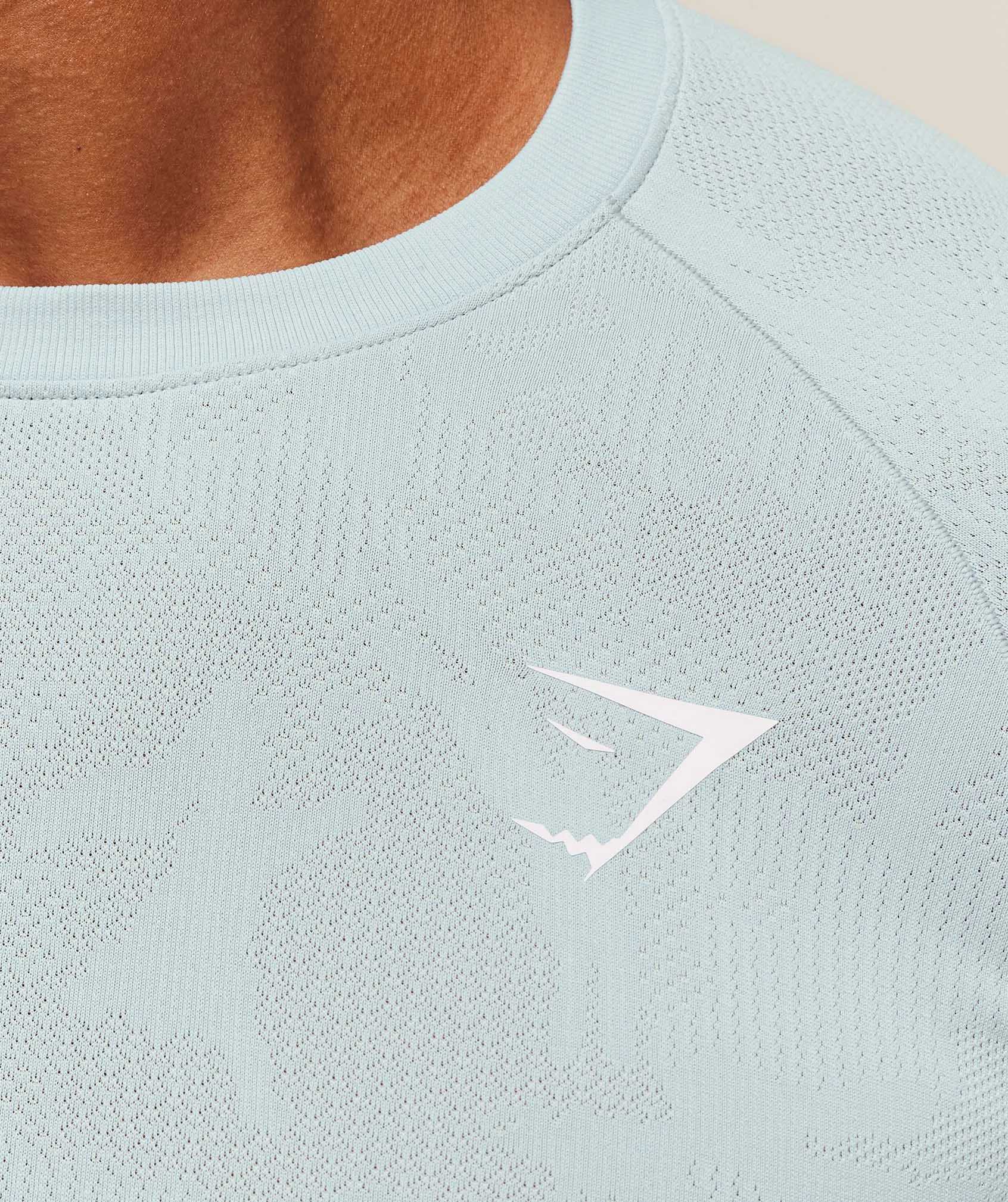 Gymshark Geo Seamless Long Sleeve T-Shirt - Smoke Blue/Soft White sold by Gymshark product image thumbnail 4