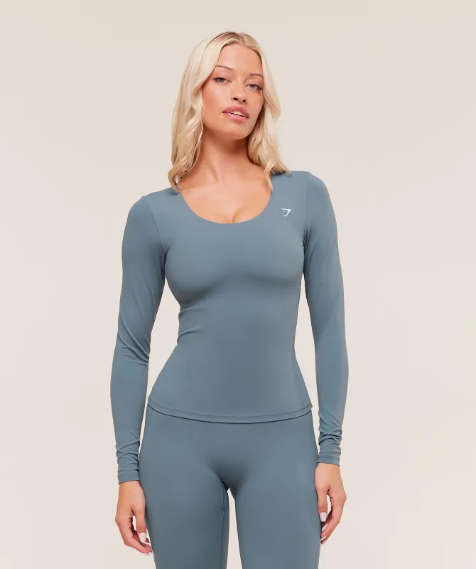Gymshark Twist Back Long Sleeve Top - Iron Blue sold by Gymshark