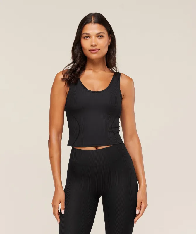 Gymshark Ribbed Midi Tank With Shelf - Black sold by Gymshark