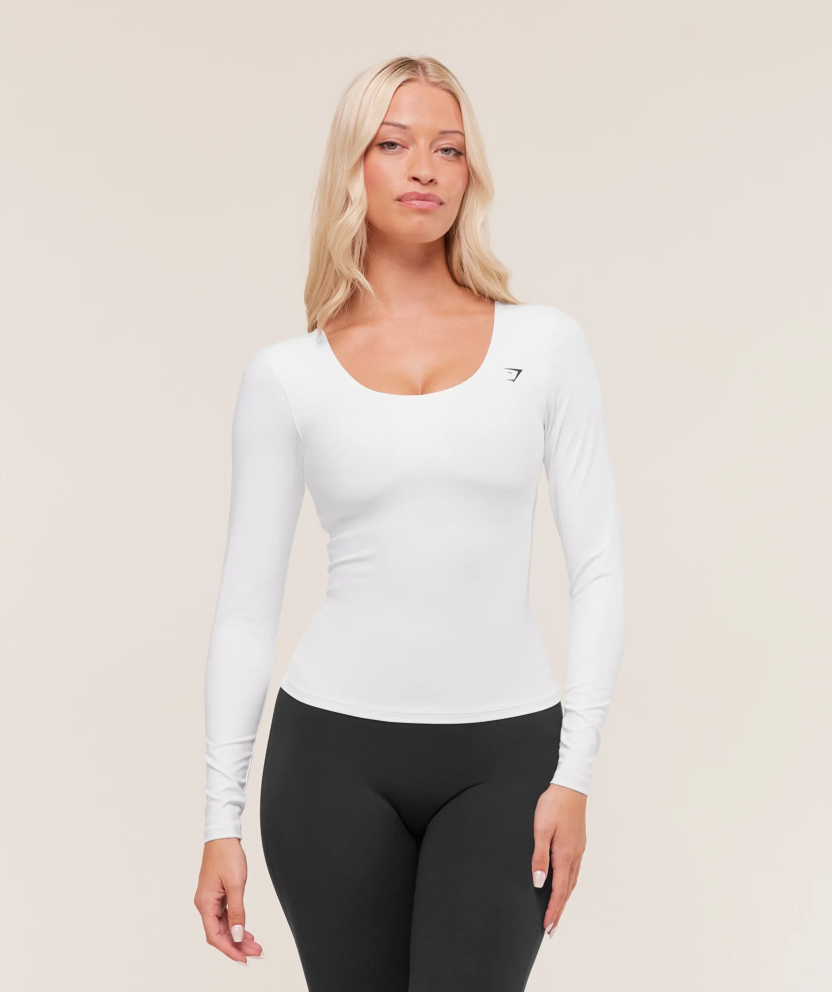 Gymshark Twist Back Long Sleeve Top - White sold by Gymshark