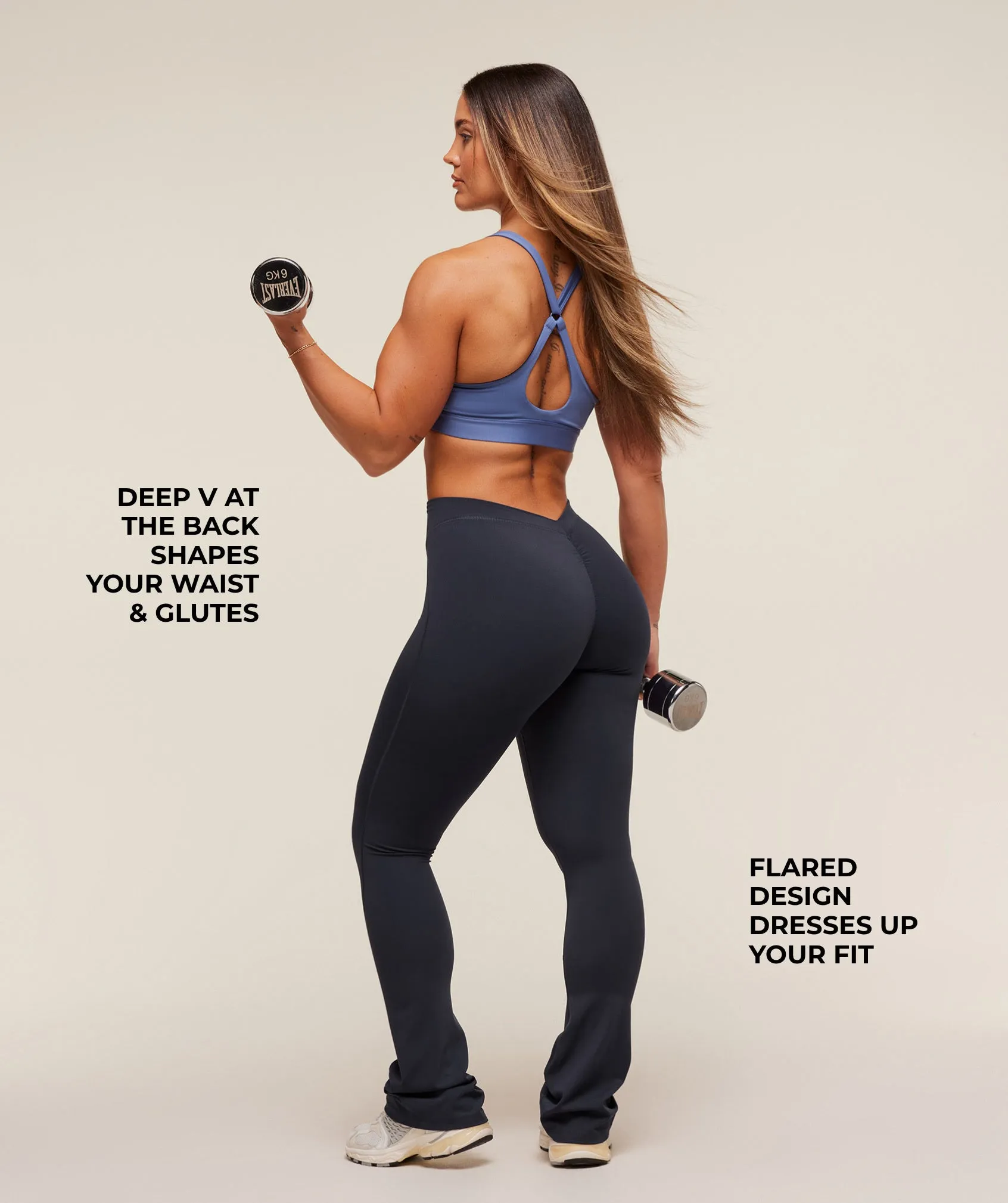 Gymshark Lifting Dipped Waistband Flared Leggings - Heavy Blue sold by Gymshark product image thumbnail 2