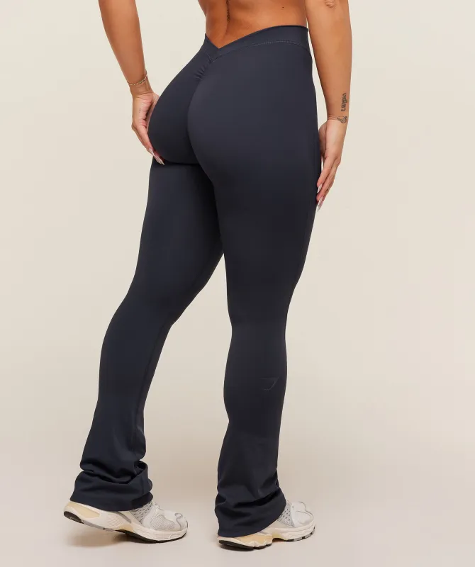 Gymshark Lifting Dipped Waistband Flared Leggings - Heavy Blue sold by Gymshark