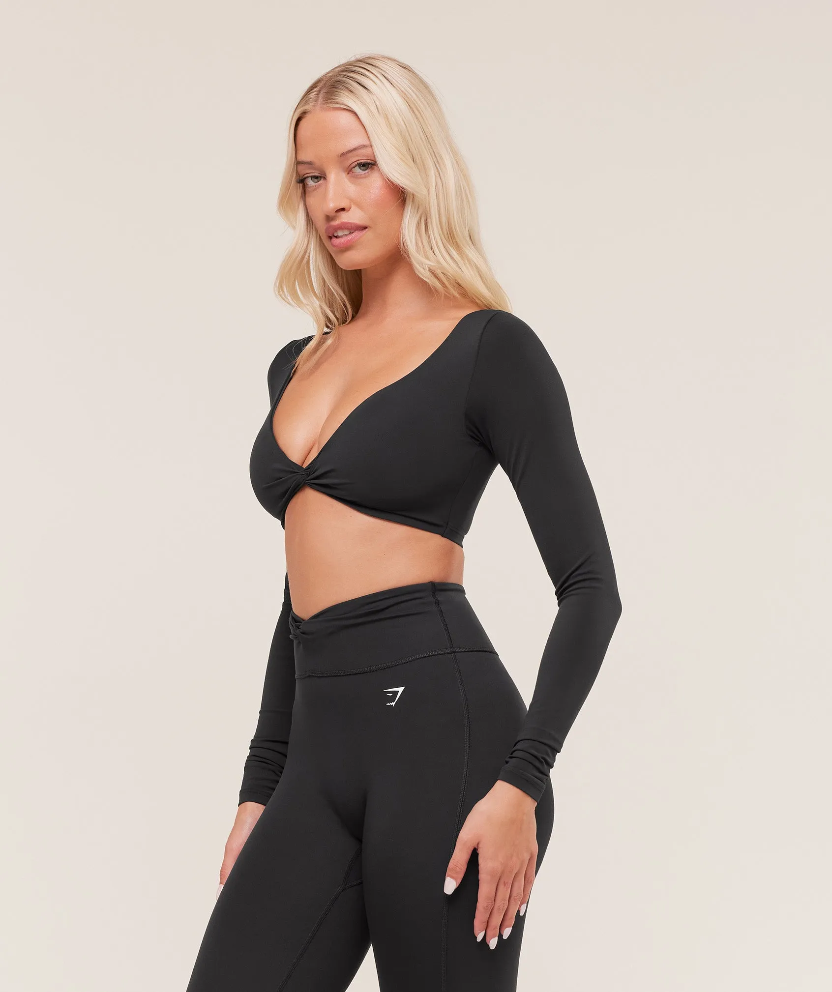 Gymshark Twist Front Long Sleeve Crop Top - Black sold by Gymshark product image thumbnail 2
