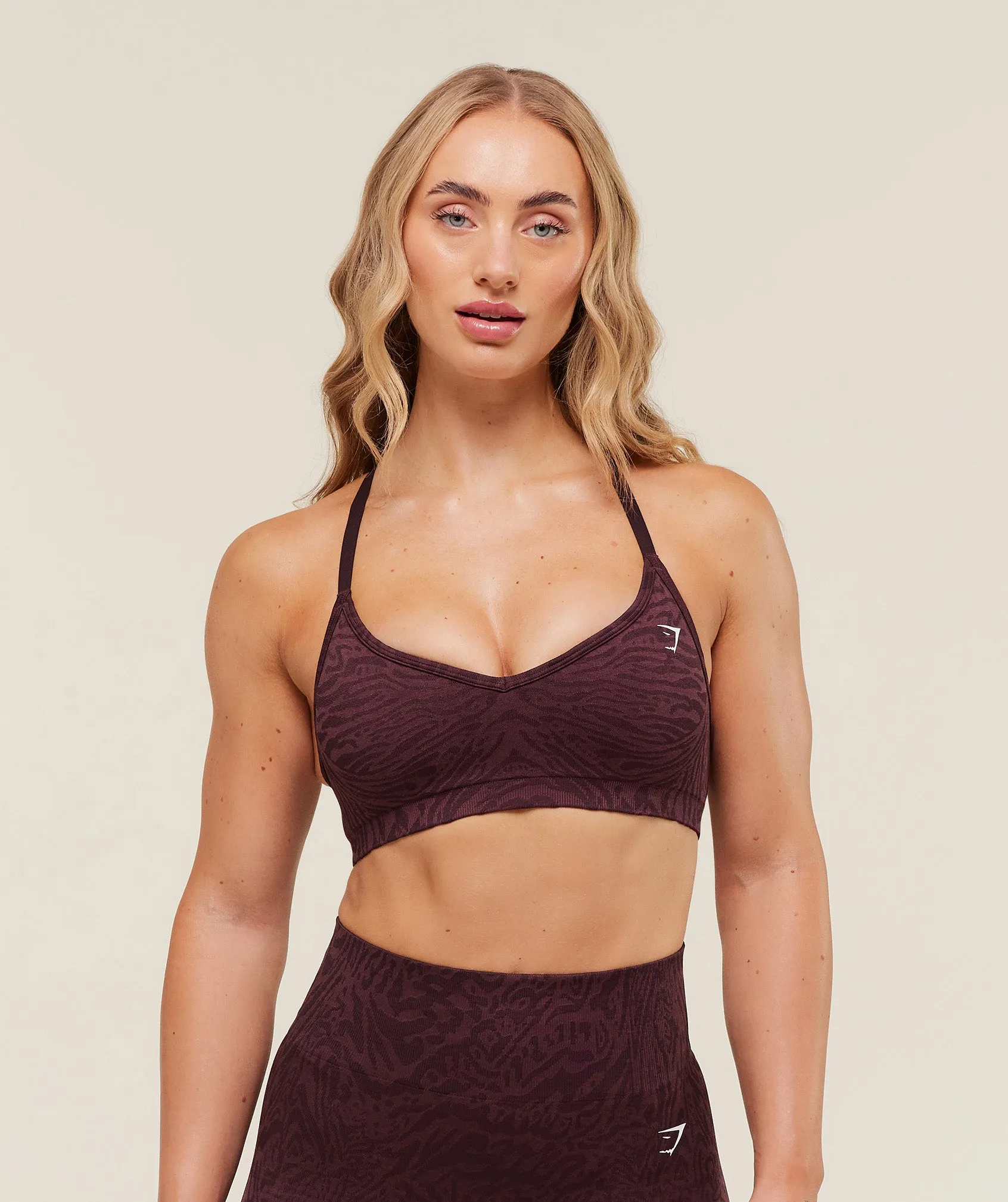 Gymshark Adapt Animal Seamless Sports Bra - Cherry Purple/Reset Pink sold by Gymshark