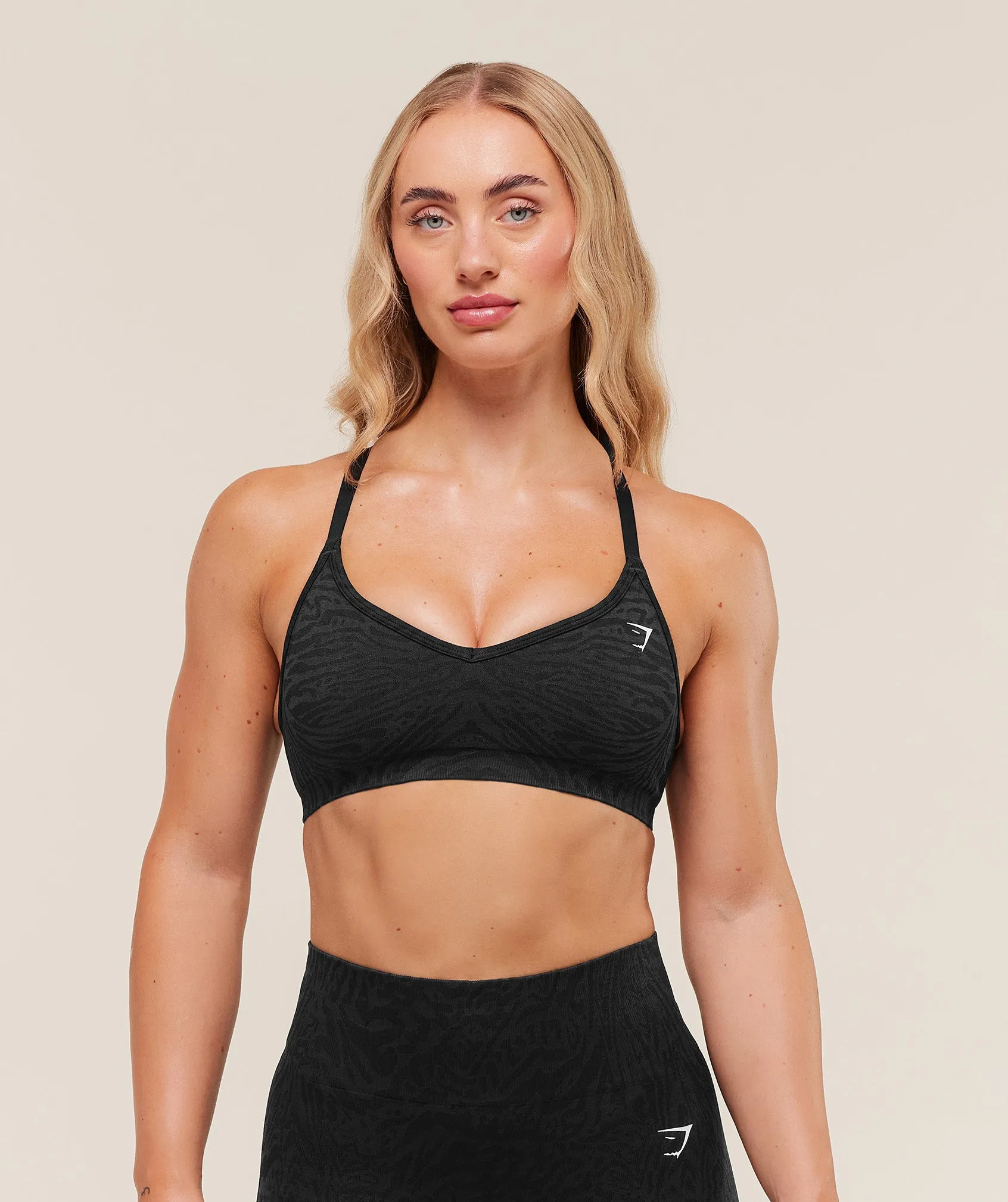Gymshark Adapt Animal Seamless Sports Bra - Black/Asphalt Grey sold by Gymshark