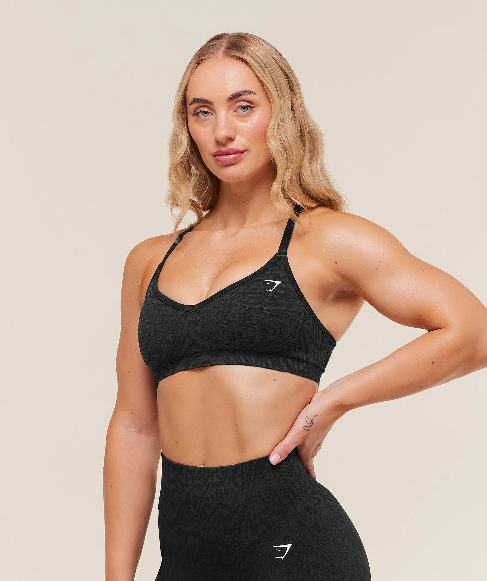 Gymshark Adapt Animal Seamless Sports Bra - Black/Asphalt Grey sold by Gymshark product image thumbnail 3