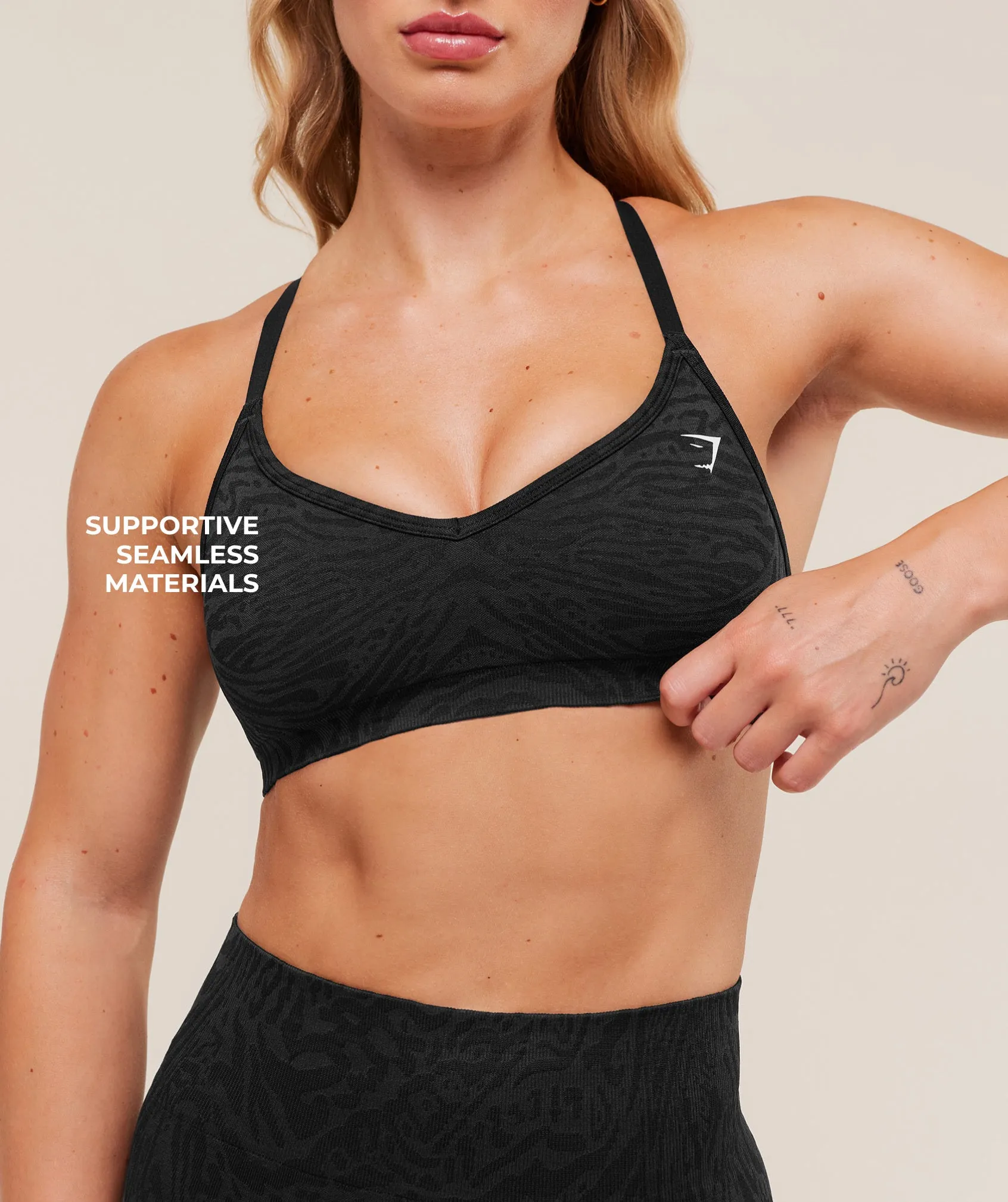 Gymshark Adapt Animal Seamless Sports Bra - Black/Asphalt Grey sold by Gymshark product image thumbnail 4