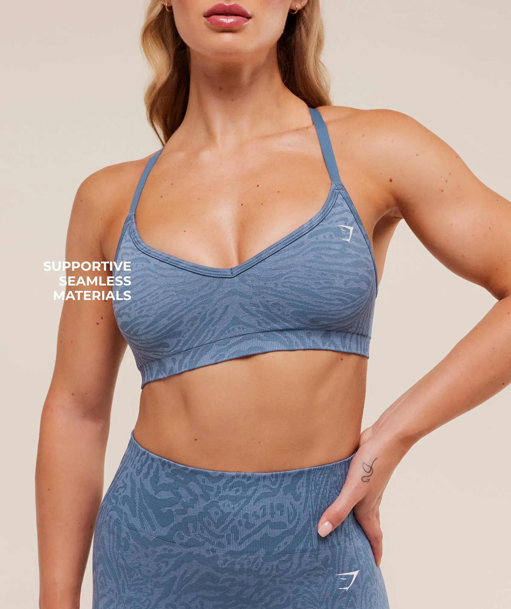 Gymshark Adapt Animal Seamless Sports Bra - Worn Blue/Peri Blue sold by Gymshark product image thumbnail 4