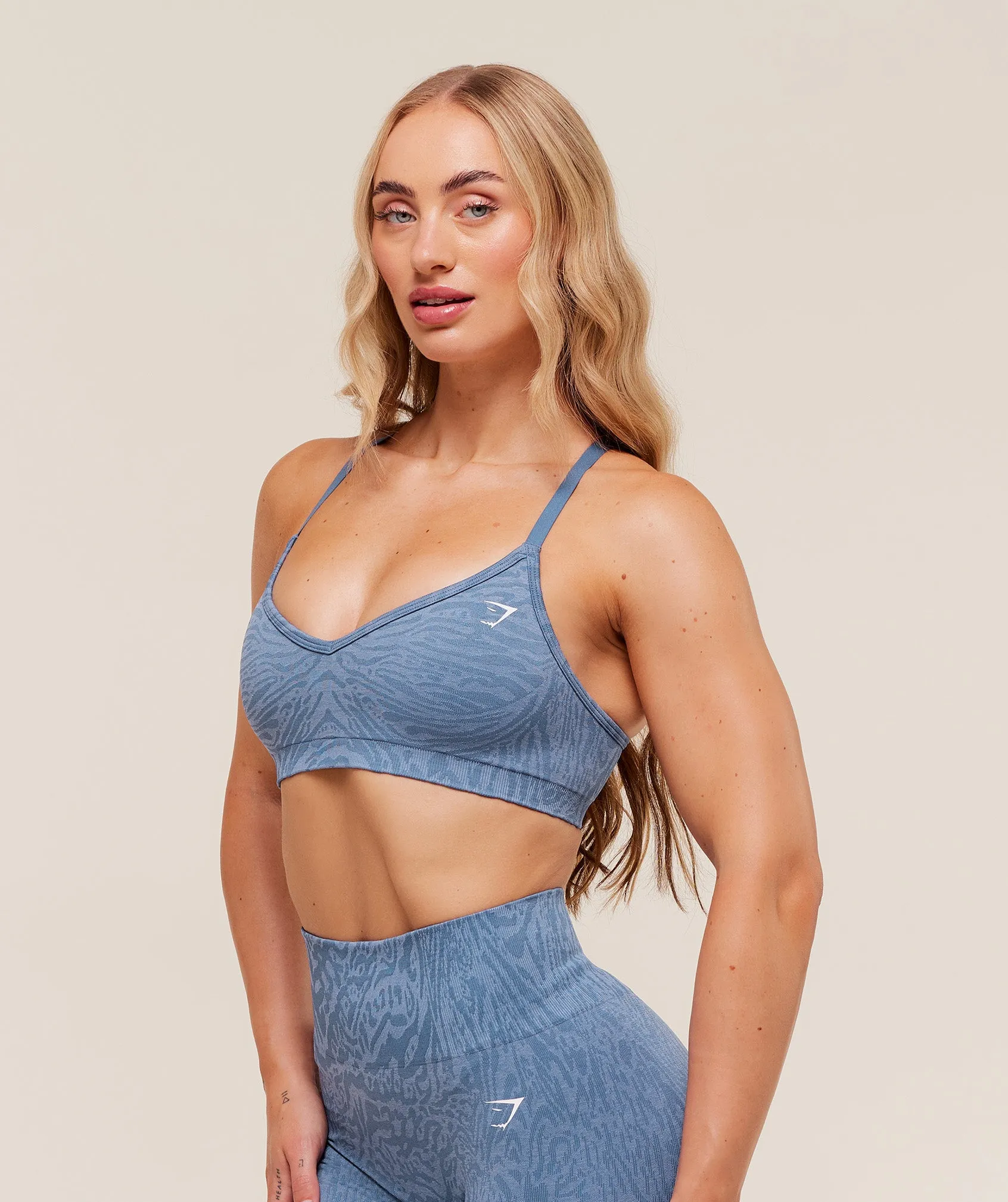 Gymshark Adapt Animal Seamless Sports Bra - Worn Blue/Peri Blue sold by Gymshark product image thumbnail 3
