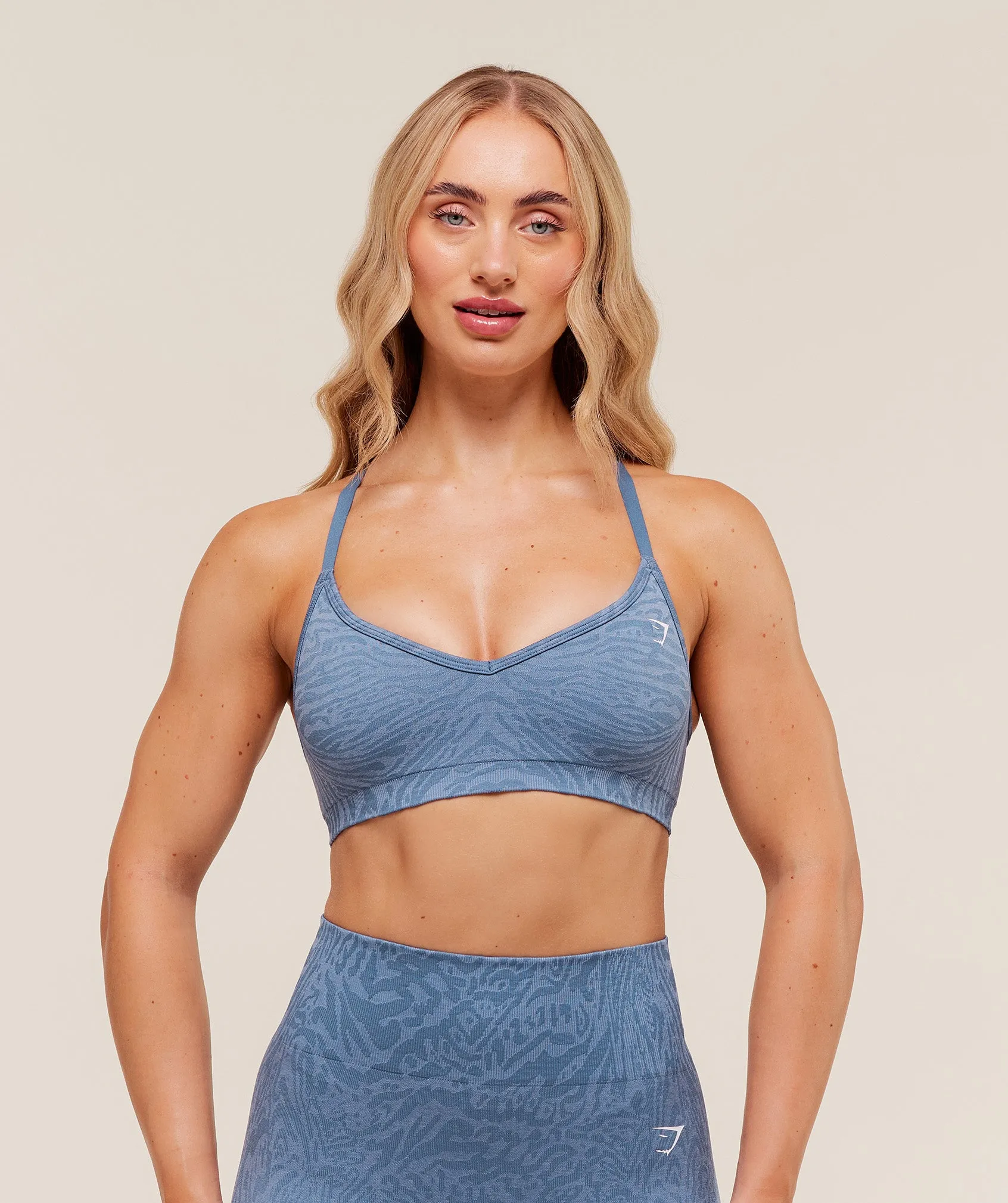 Gymshark Adapt Animal Seamless Sports Bra - Worn Blue/Peri Blue sold by Gymshark