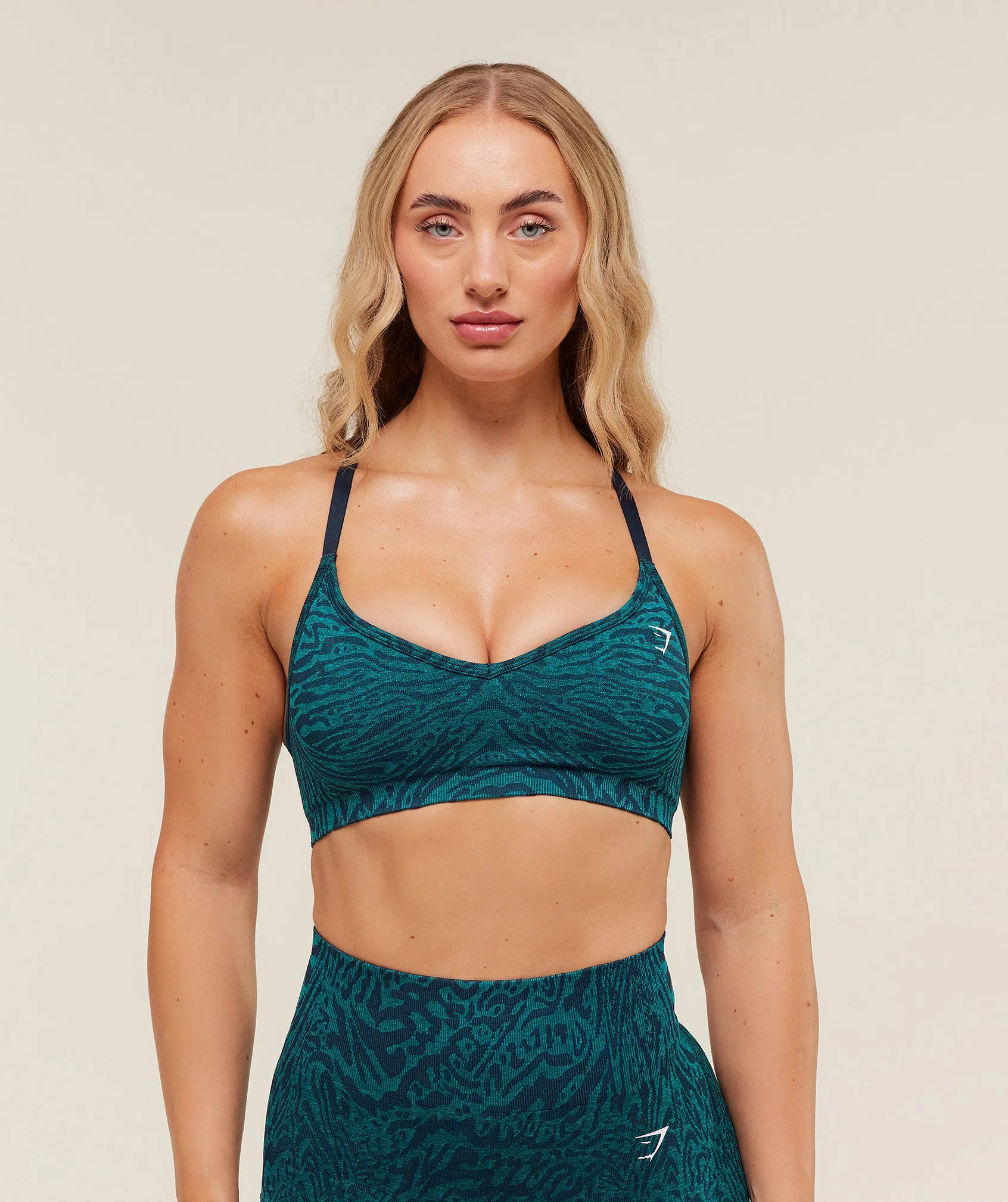 Gymshark Adapt Animal Seamless Sports Bra - Navy/Brand Blue sold by Gymshark