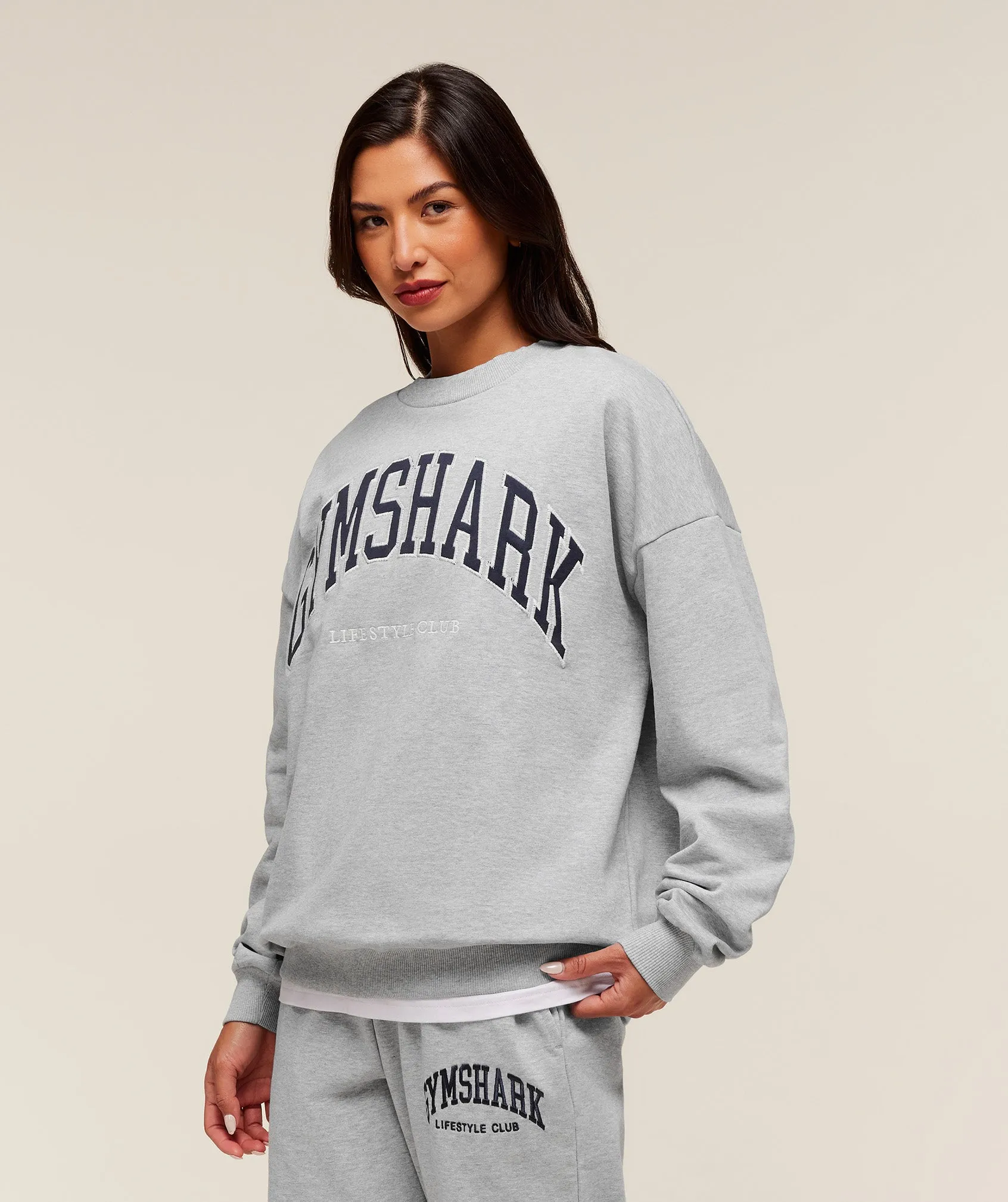 Gymshark Collegiate Graphic Crew Neck Pullover - Light Grey Core Marl sold by Gymshark product image thumbnail 3