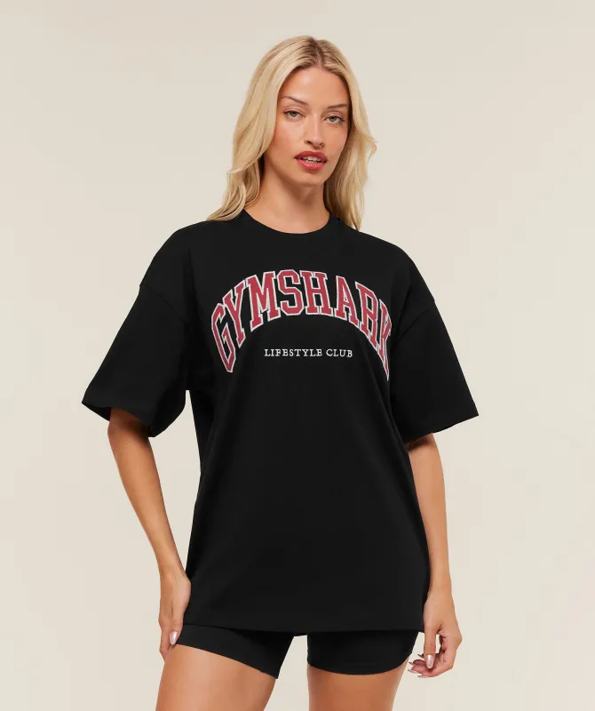 Gymshark Collegiate Graphic T-Shirt - Black sold by Gymshark