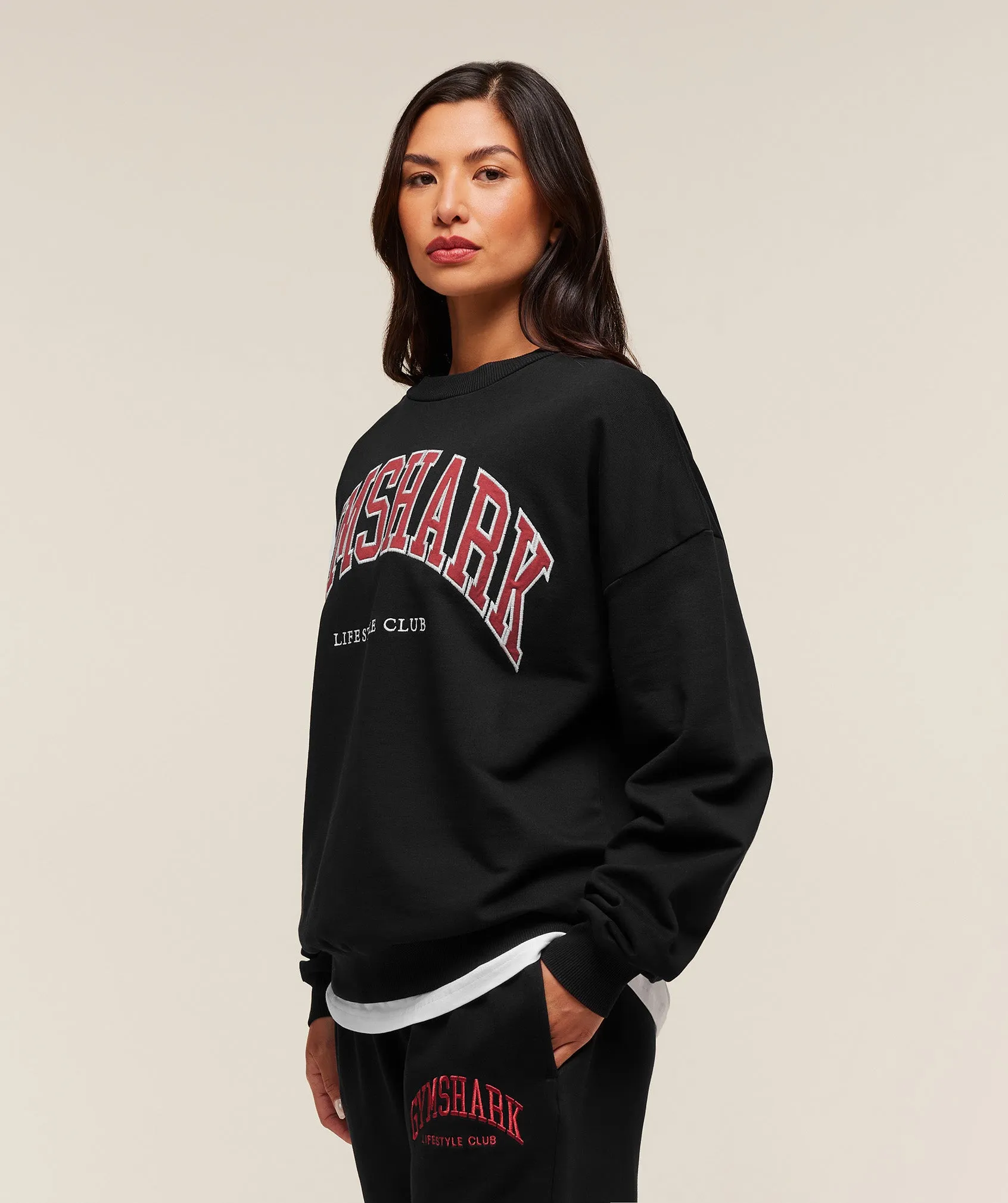 Gymshark Collegiate Graphic Crew Neck Pullover - Black sold by Gymshark product image thumbnail 3