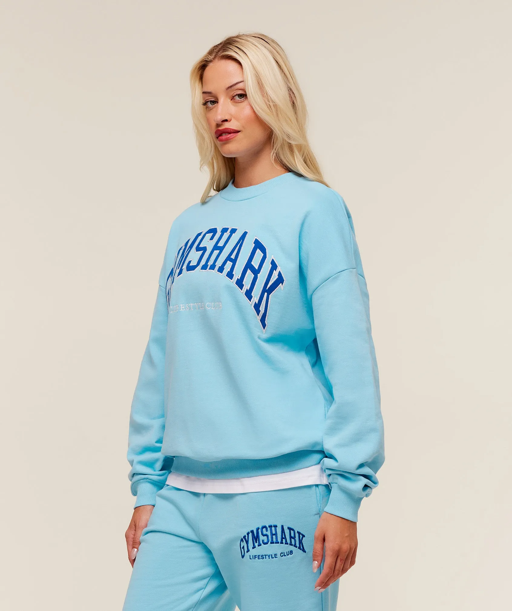 Gymshark Collegiate Graphic Crew Neck Pullover - Athletic Light Blue sold by Gymshark product image thumbnail 3