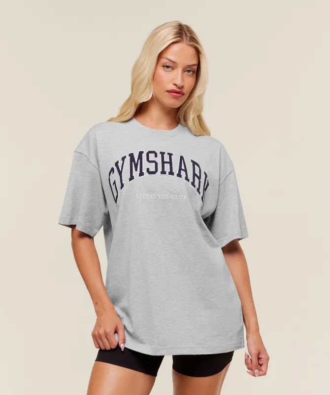 Gymshark Collegiate Graphic T-Shirt - Light Grey Core Marl sold by Gymshark