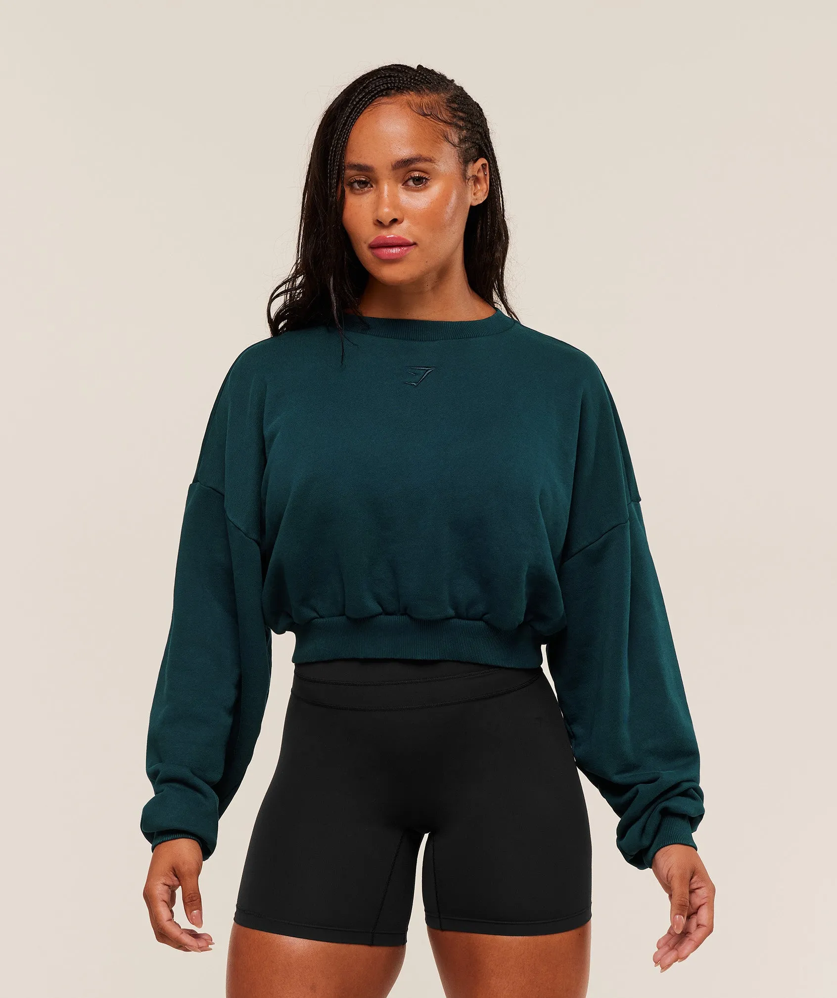 Gymshark Power Washed Sweat Top - Deep Petrol Blue/Acid Wash Small Ball sold by Gymshark product image thumbnail 2