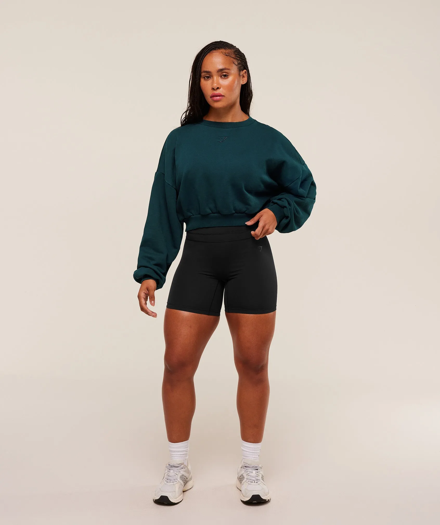 Gymshark Power Washed Sweat Top - Deep Petrol Blue/Acid Wash Small Ball sold by Gymshark product image thumbnail 4