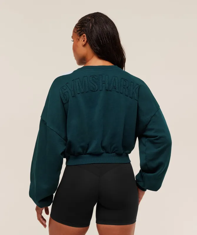 Gymshark Power Washed Sweat Top - Deep Petrol Blue/Acid Wash Small Ball sold by Gymshark