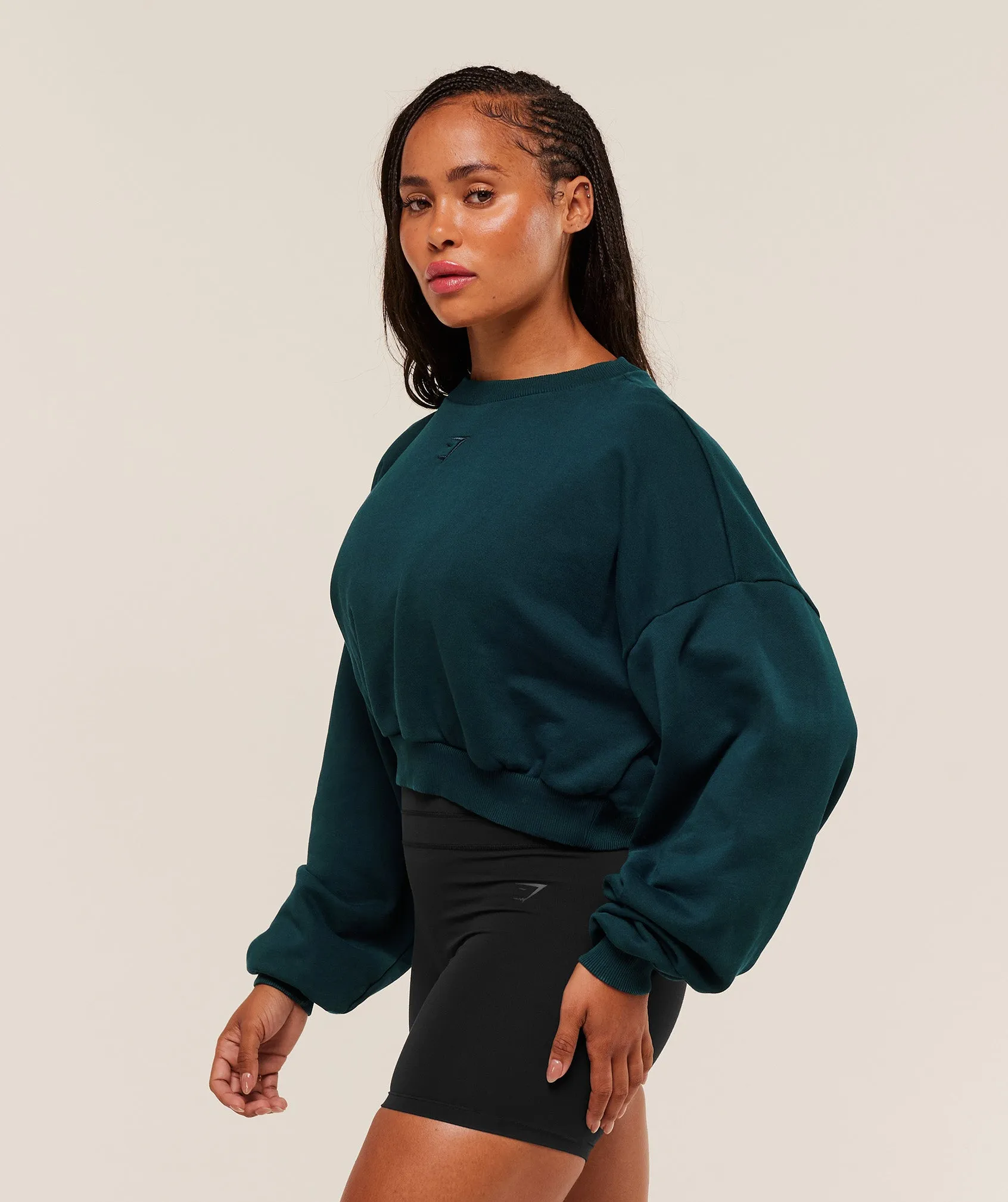 Gymshark Power Washed Sweat Top - Deep Petrol Blue/Acid Wash Small Ball sold by Gymshark product image thumbnail 3