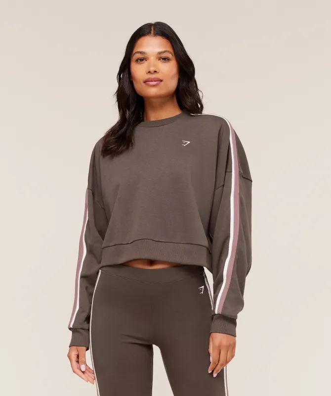 Gymshark Piping Midi Crew Neck - Walnut Brown/Chestnut Pink/Soft White sold by Gymshark