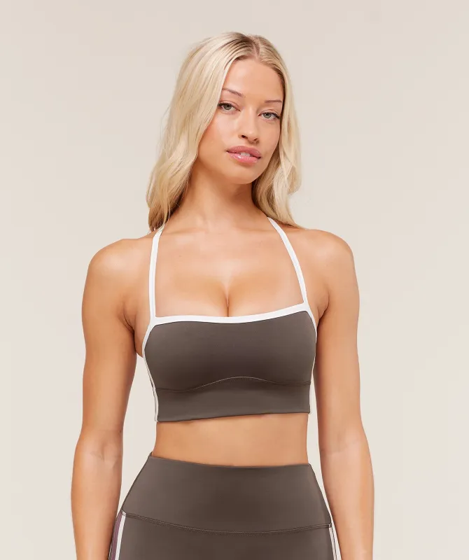 Gymshark Piping Sports Bra - Walnut Brown/Chestnut Pink/Soft White sold by Gymshark