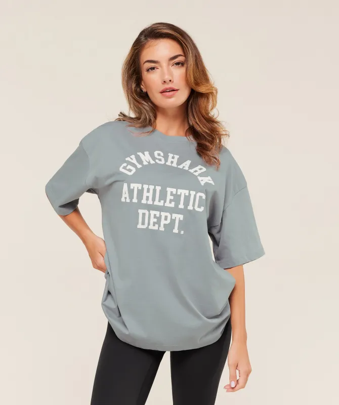 Gymshark Athletic Department Oversized Graphic T-Shirt - Denim Grey sold by Gymshark
