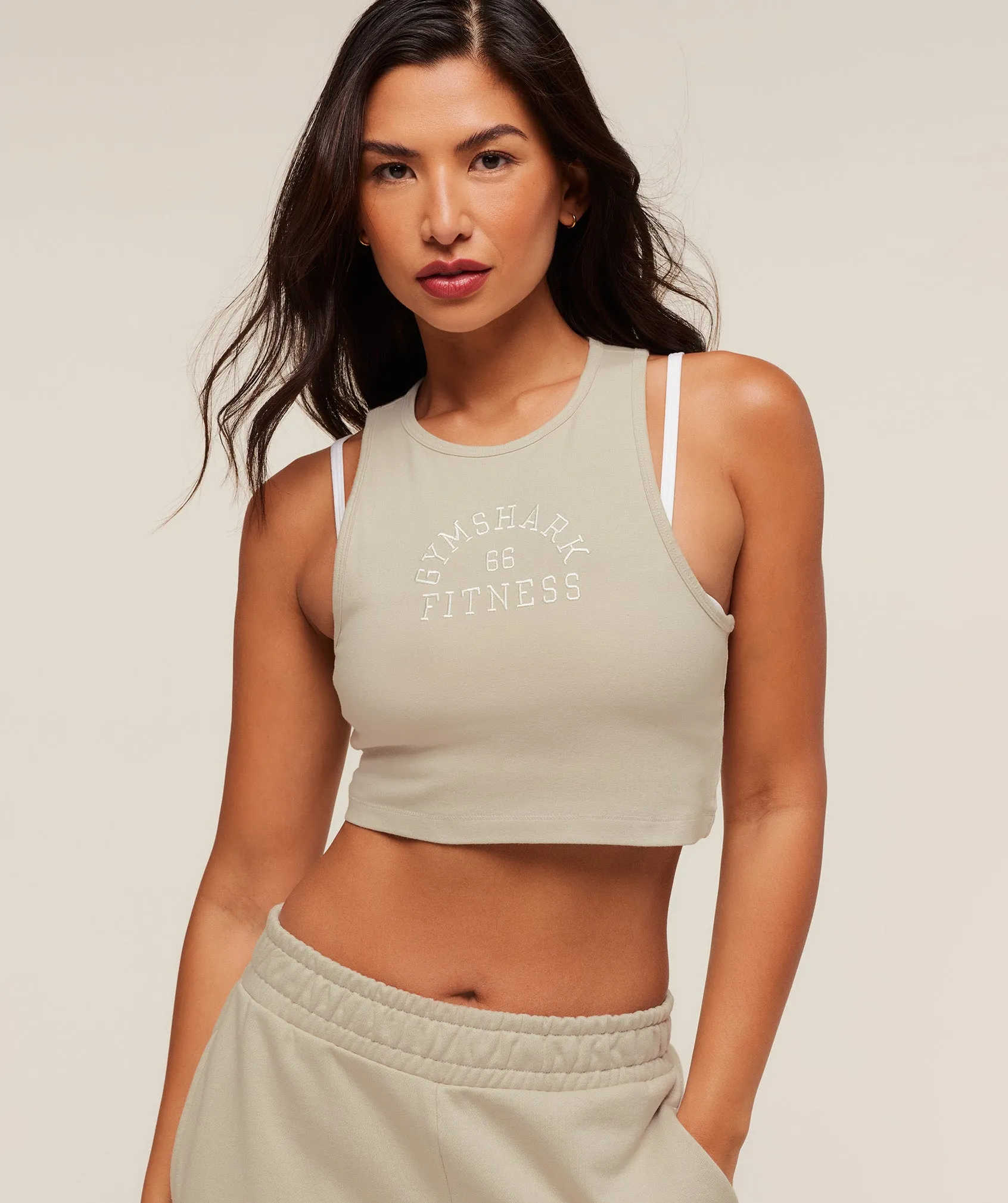 Gymshark Fitness Embroidered Graphic Tank - Pebble Grey sold by Gymshark product image thumbnail 5