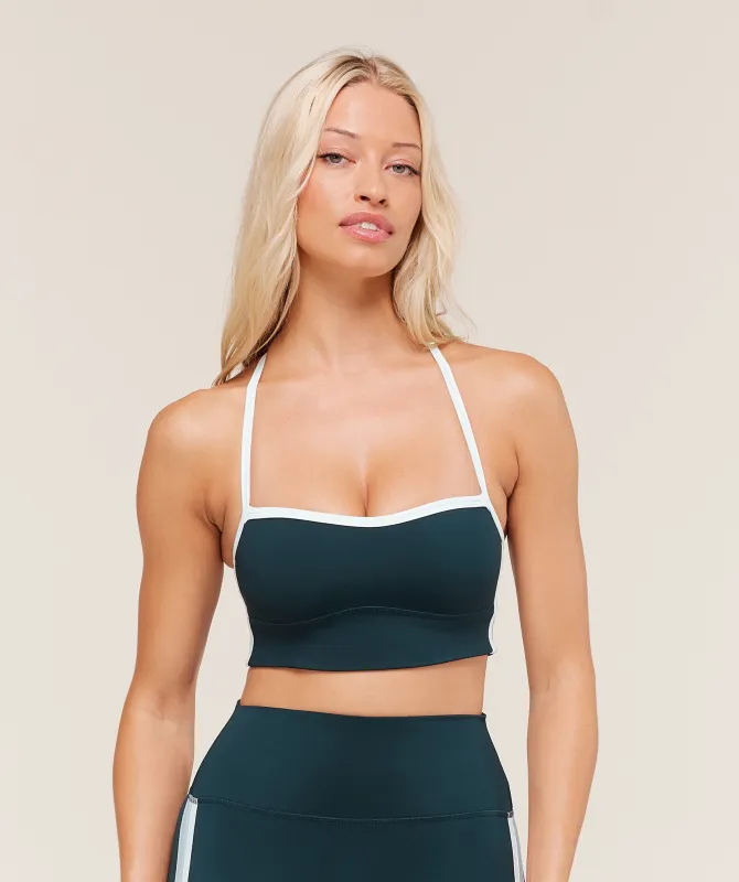 Gymshark Piping Sports Bra - Deep Petrol Blue/Smoke Blue/Soft White sold by Gymshark