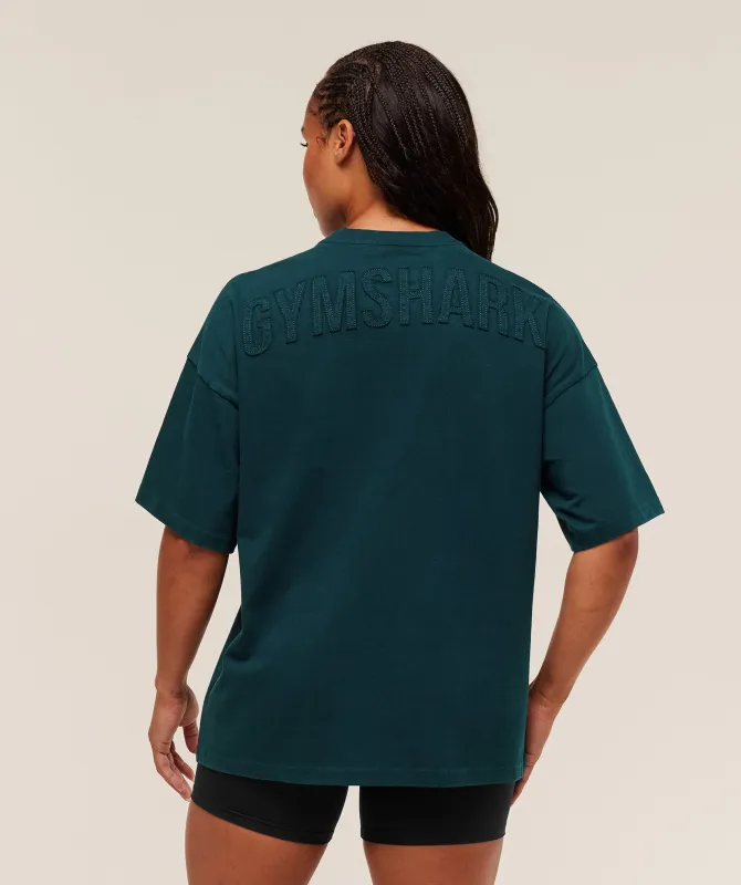 Gymshark Power Washed Oversized T-Shirt - Deep Petrol Blue/Acid Wash Small Ball sold by Gymshark