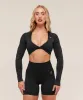Gymshark Adapt Animal Long Sleeve Crop Top - Black/Asphalt Grey sold by Gymshark