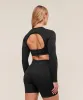 Gymshark Adapt Animal Long Sleeve Crop Top - Black/Asphalt Grey sold by Gymshark
