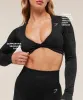 Gymshark Adapt Animal Long Sleeve Crop Top - Black/Asphalt Grey sold by Gymshark