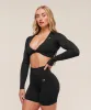 Gymshark Adapt Animal Long Sleeve Crop Top - Black/Asphalt Grey sold by Gymshark
