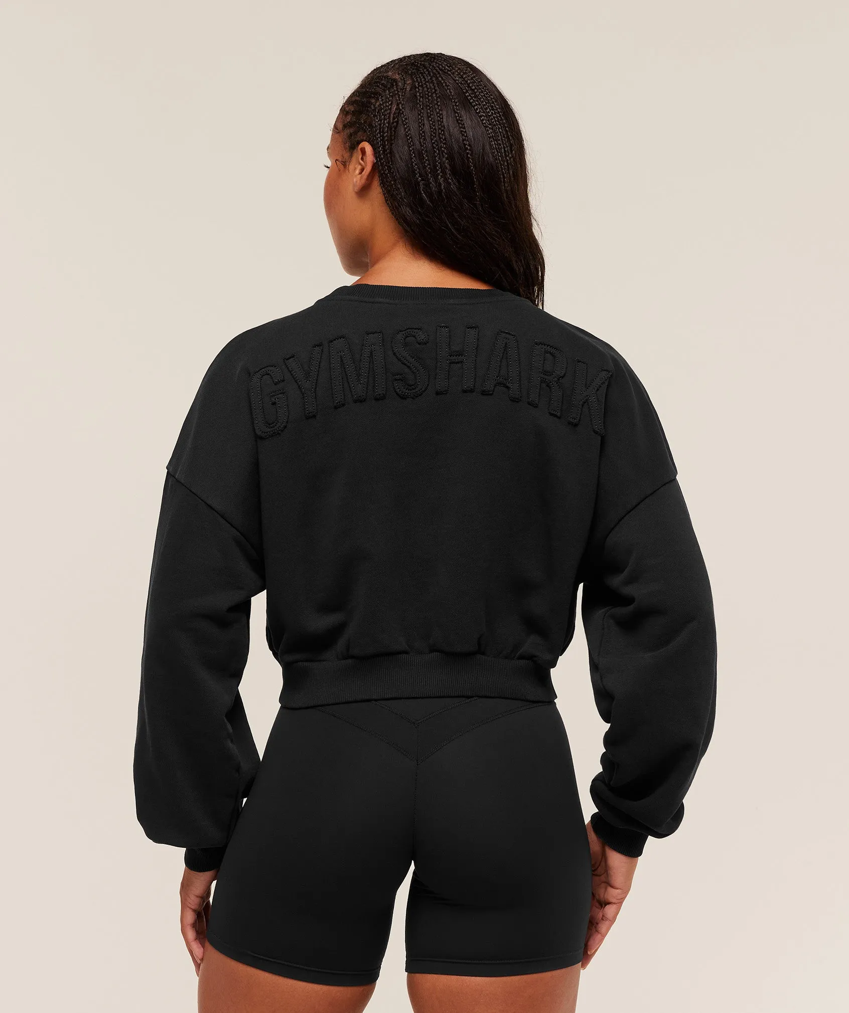 Gymshark Power Washed Sweat Top - Black/Acid Wash Small Ball sold by Gymshark